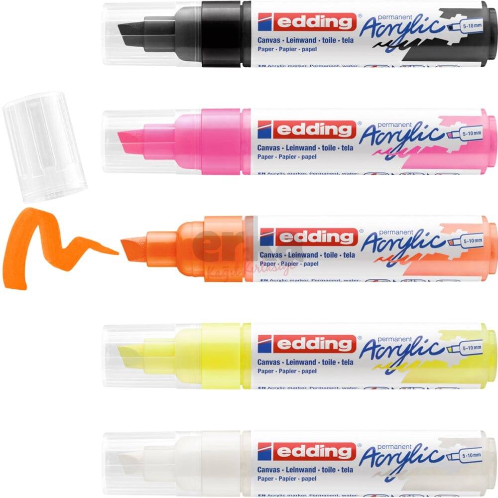 Edding Acrylic Marker Thick Tip 5-Piece Set Highlighter E-5000