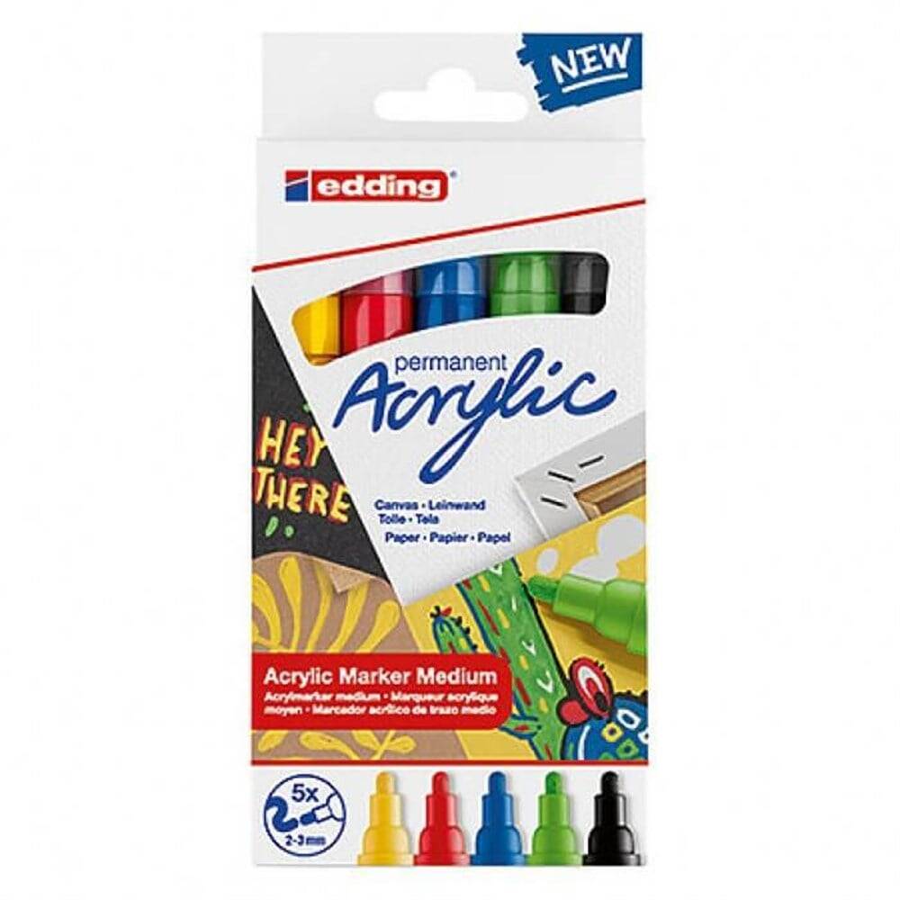 Edding Permanent Acrylic Pen Set of 5 Basic