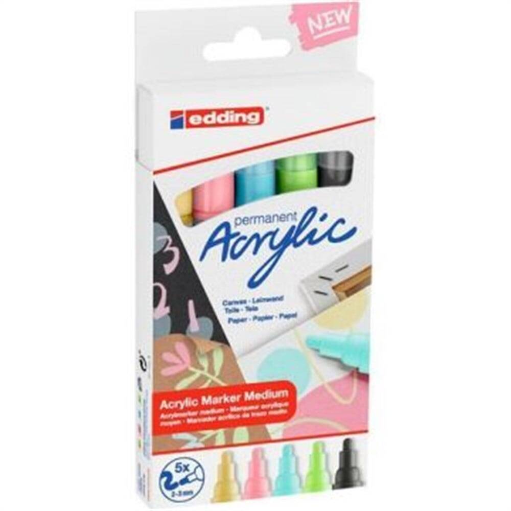 Edding Permanent Acrylic Pencil Set of 5 Pastels