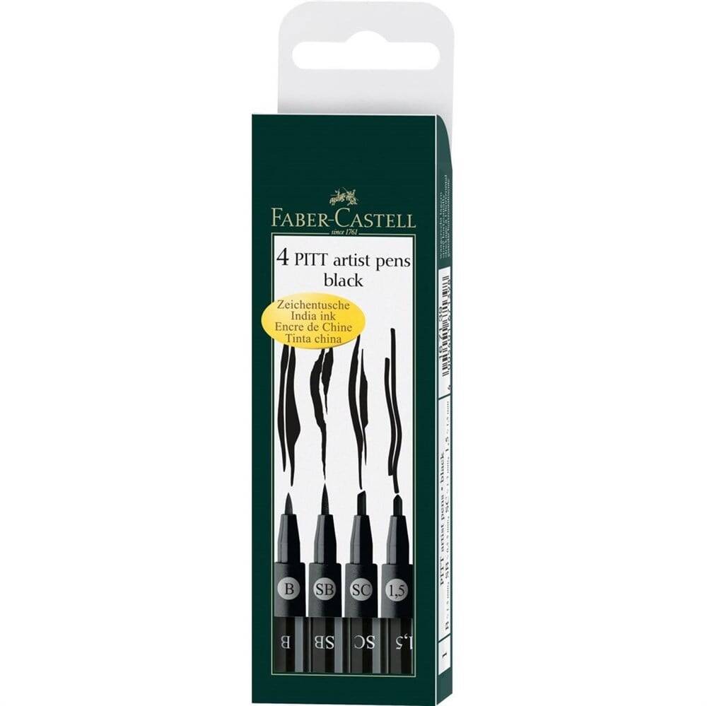 Faber Castell Pitt Artist Pen Black Different Tips 4-Piece