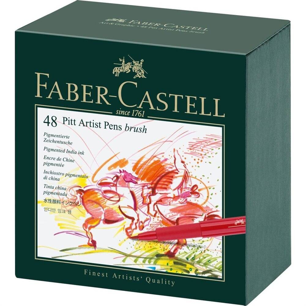 Faber Castell Pitt Artist Pen Brush Tip Drawing Pen Studio Box 48 Colors