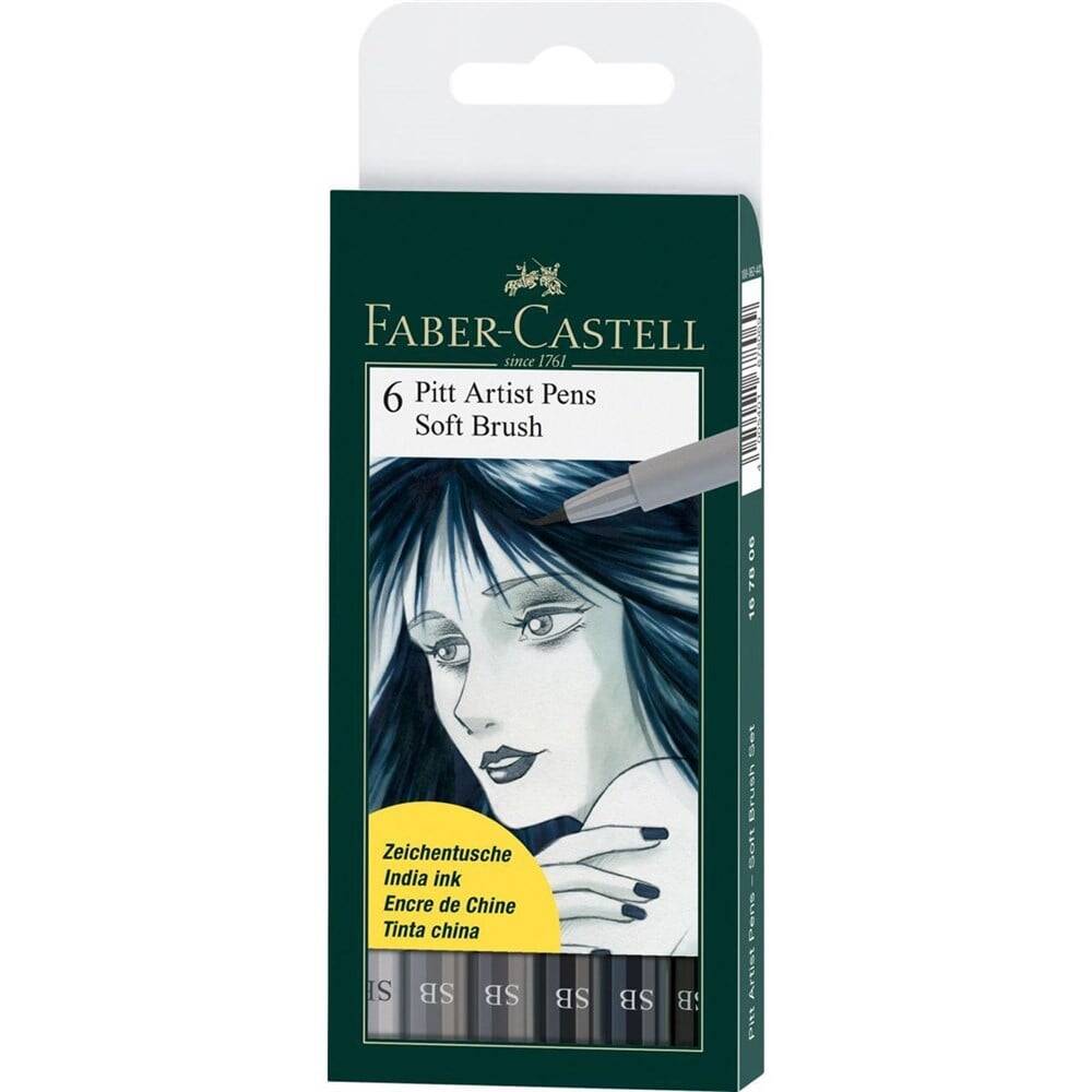 Faber Castell Pitt Artist Pen Soft Brush 6-Pack