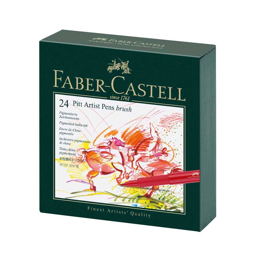 Faber Castell Pitt Drawing Pencil Brush Nib Studio Box, 24 Colors