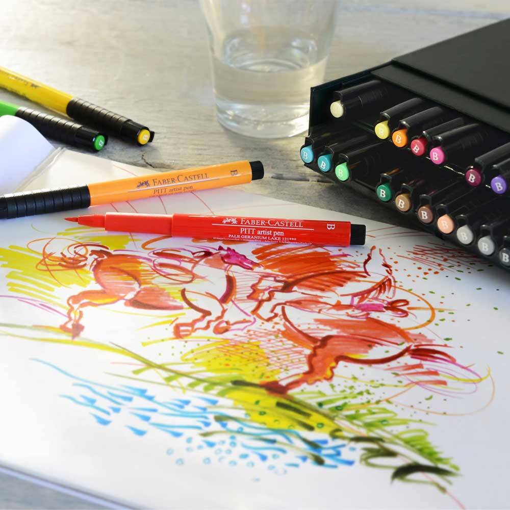 Faber Castell Pitt Drawing Pencil Brush Nib Studio Box, 24 Colors