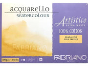 Fabriano Artistico Watercolor Notebook Extra White Grana Fina Cold Pressed 300gr, 18x26 cm 20 Pages