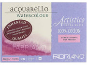 Fabriano Artistico Watercolor Notebook Extra White Grana Satinata Hot Pressed 300gr, 18x26 cm 20 Pages