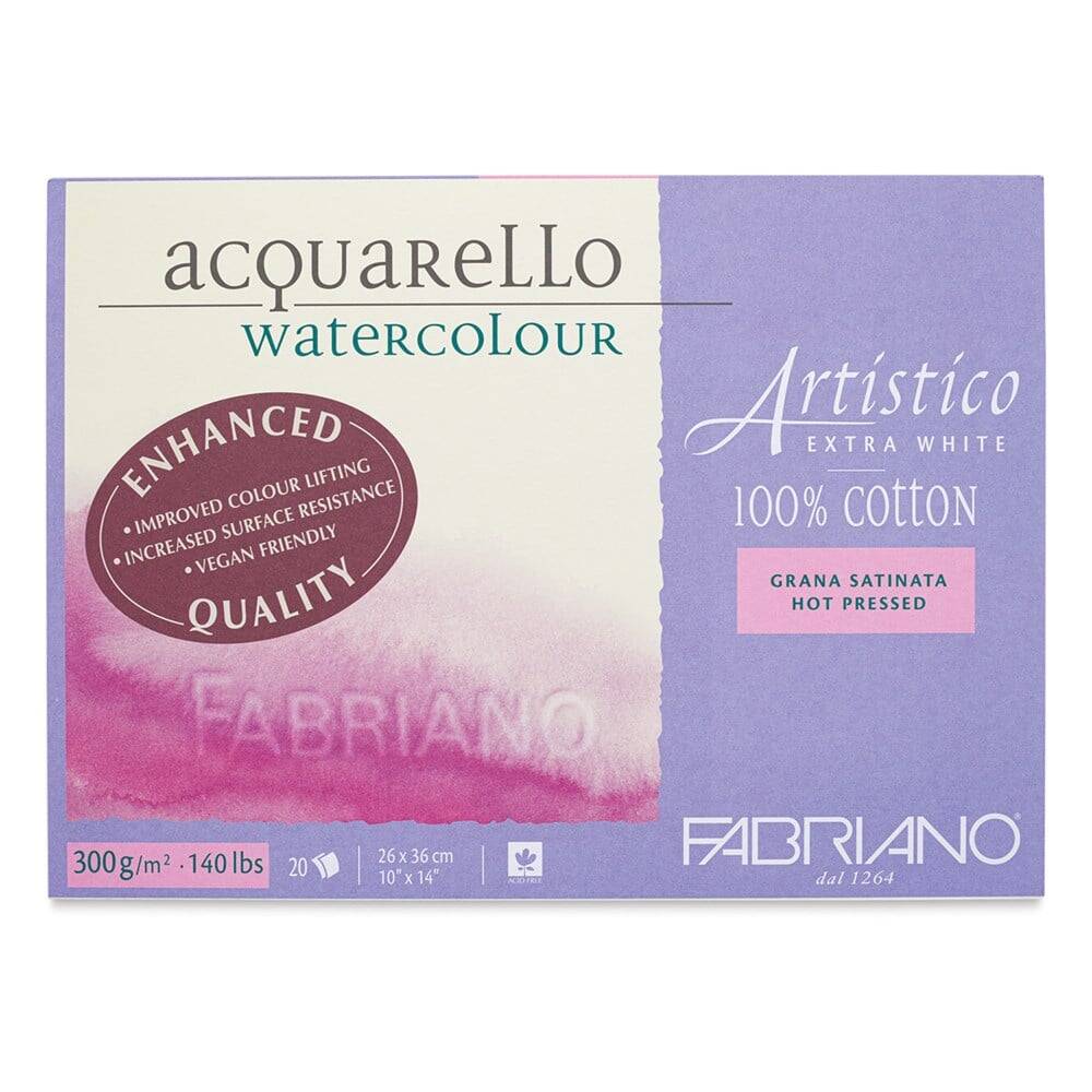 Fabriano Artistico Watercolor Notebook Traditional White Grana Fina Cold Pressed 300gr, 31x41 cm 20 Pages