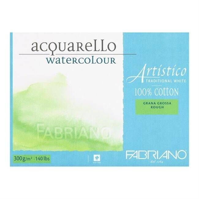 Fabriano Artistico Watercolor Notebook Traditional White Grana Grossa Rough 300gr, 26x36 cm 20 Pages