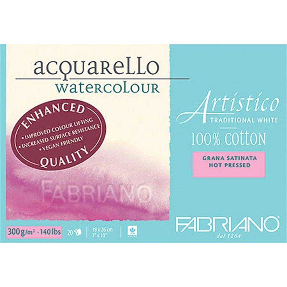 Fabriano Artistico Watercolor Notebook Traditional White Grana Grossa Rough 300gr, 31x41 cm 20 Pages