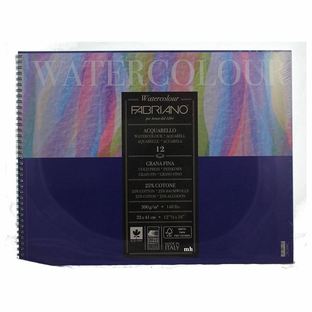 Fabriano Watercolor Aquarelle Suluboya Blok Spiralli 300Gr. 32x41cm 12 Yaprak