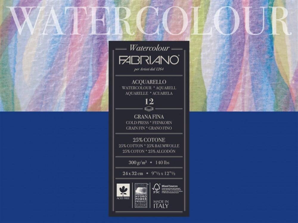 Fabriano Watercolor Cold Press 24X32cm 300g 12s