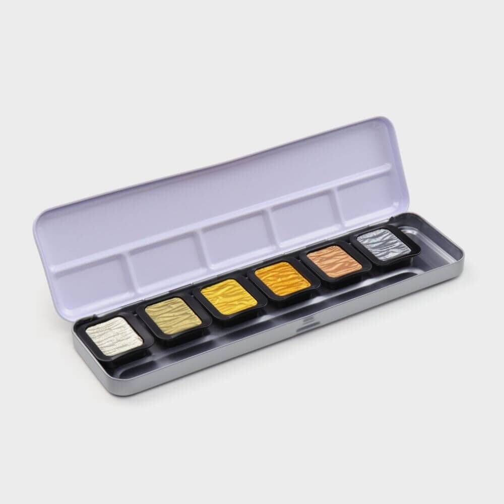 Finetec Premium Pearlescent Color Gilding Watercolor Set, 6 colors F7001