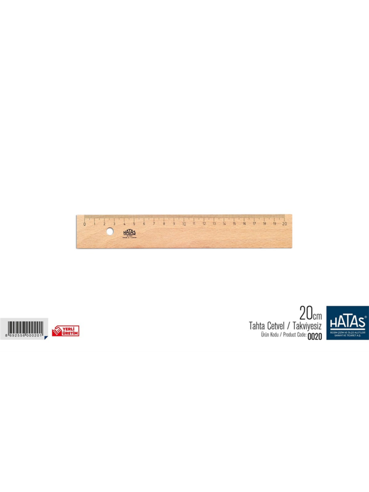 Hatas Wooden Ruler 20 Cm