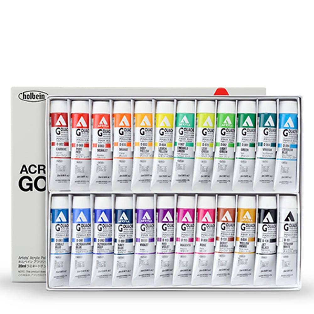 Holbein Acrylic Gouache Paint Set 24 Colors