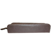 Iranian Basmala Imitation Leather Zippered Pen Case Dark Brown