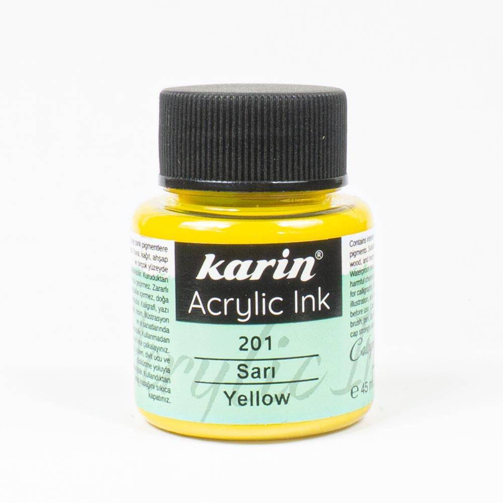 Karin Akrilik Mürekkep 201 Sarı 45 ml