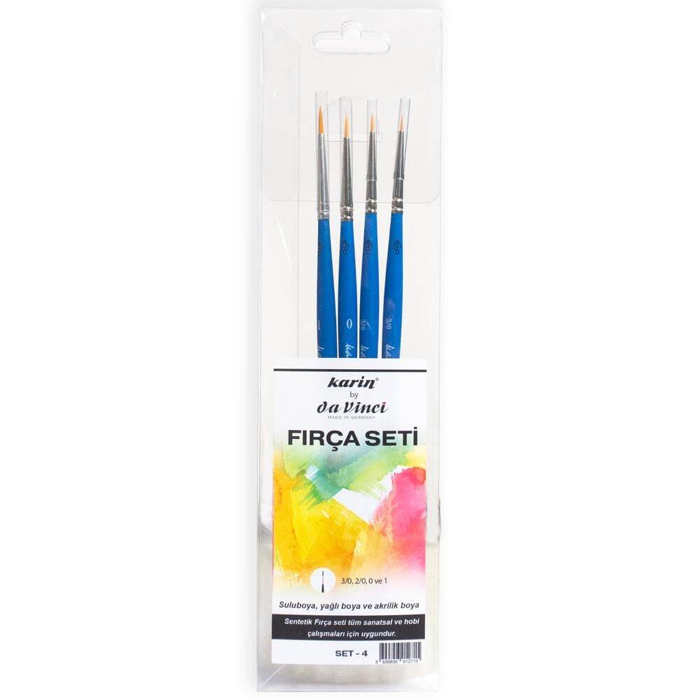Karin By Da Vinci Multi-Purpose (NAIL ART, ILLUMINATION, MINIATURE, WATERCOLOR, GOUACHE) Brush Set No: 4