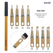 Karin Hazneli Bambu Hat Kalem Seti (8 Uç + 1 Kalem Sapı)