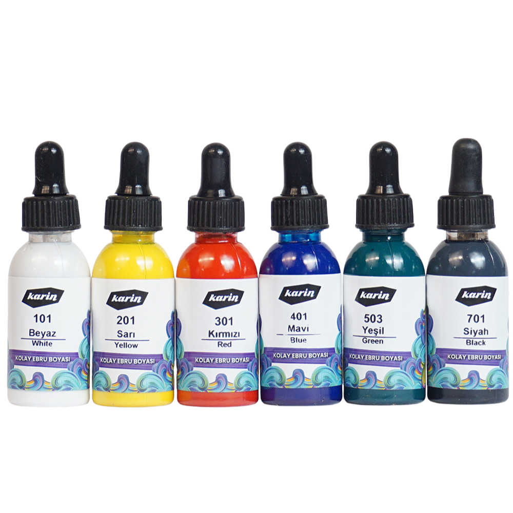 Karin Easy Marbling 6 Color Paint Set (Dropper Bottle) 30 ml