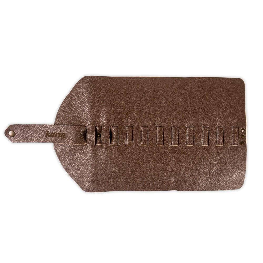 Karin Roll Leather Pen Holder Brown 10 Pieces
