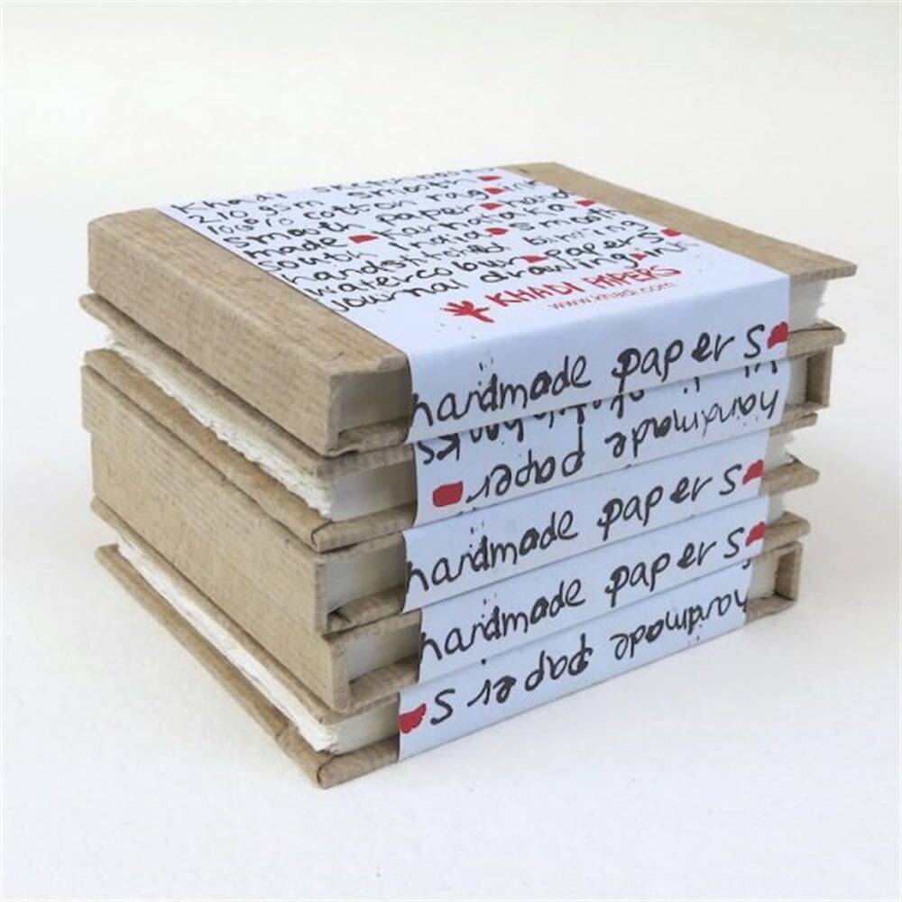 Khadi Hard Cover Handmade Multi-Purpose Drawing Notebook 210 gr 13x16 cm Smooth 19339