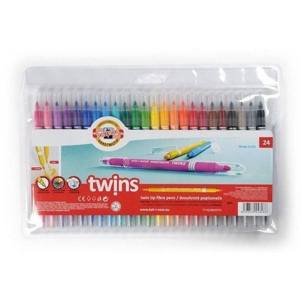 Koh-i Noor Double-Ended Felt Tip Pen Set 24 Colors Twin 1023