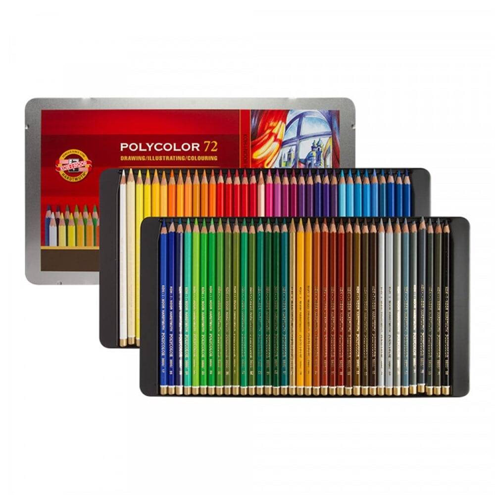 Koh-i Noor Polycolor Dry Color Set Tin Box 3827 72 pcs