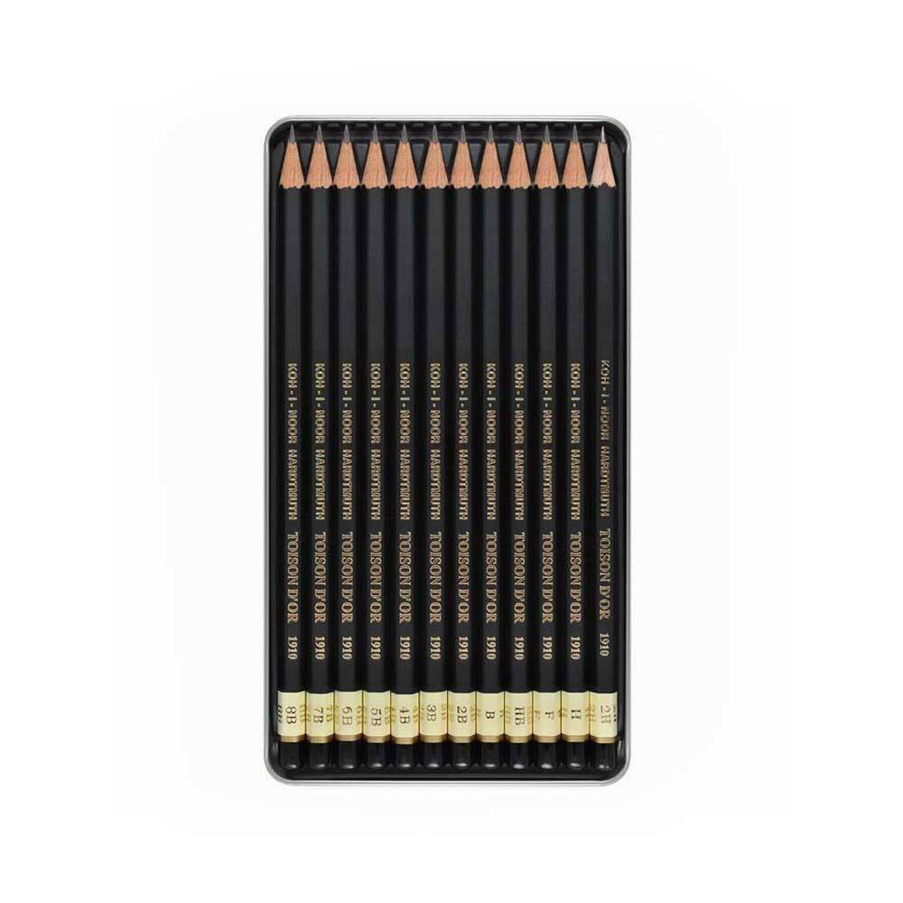 Koh-i Noor Professional Grade Pencil Set Natural 8B-8H Metal Box