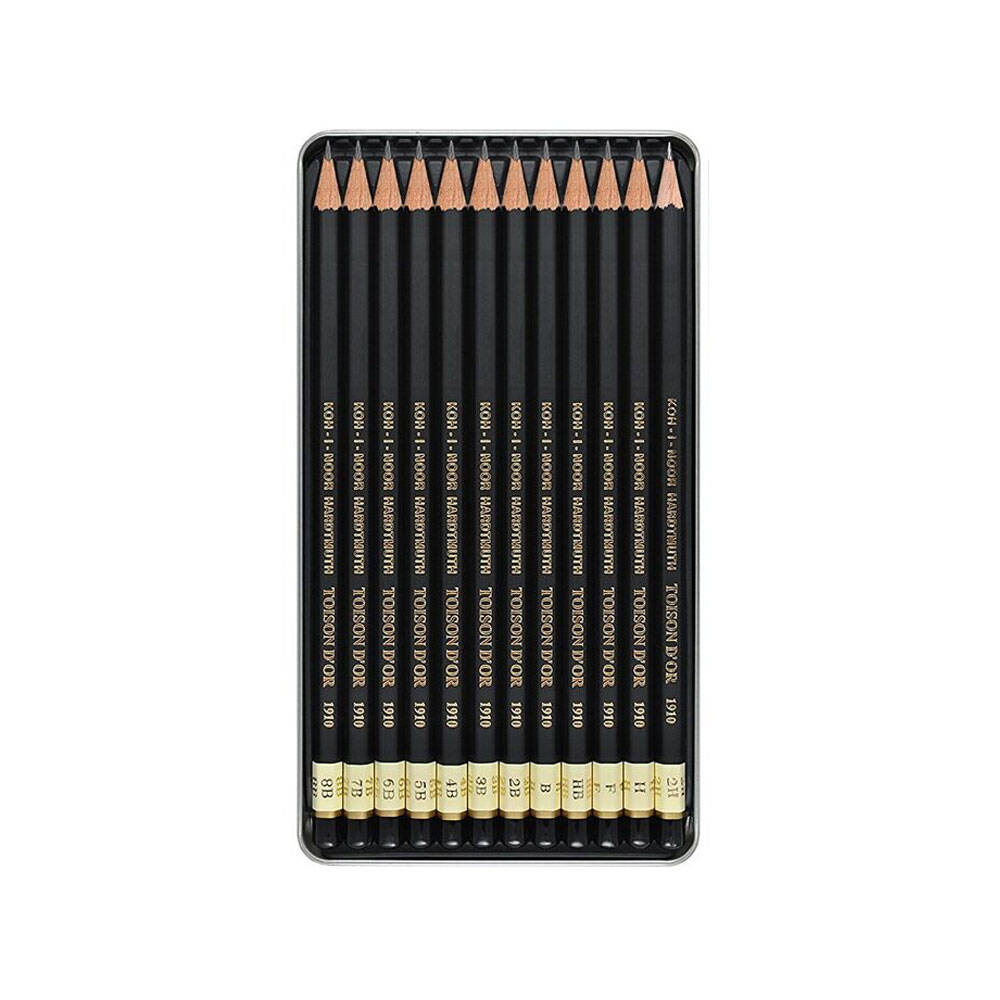 Koh-i Noor Professional Graphite Pencil Set Natural 8B-2H Metal Box