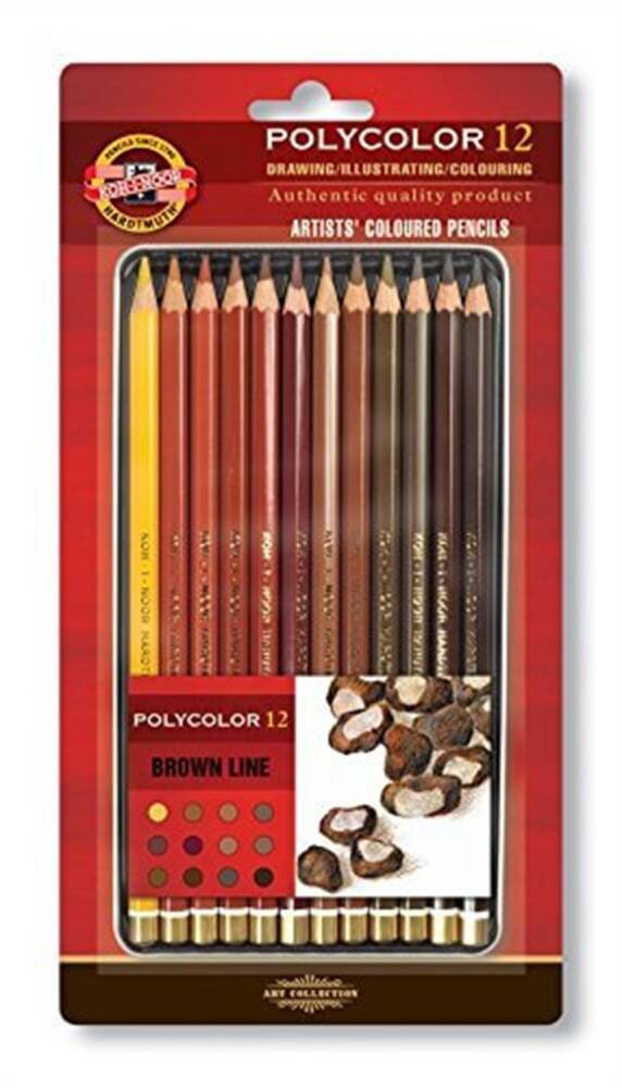 Koh-i Noor Set Aquarel Colored Pencils 3722 12 Brown Line