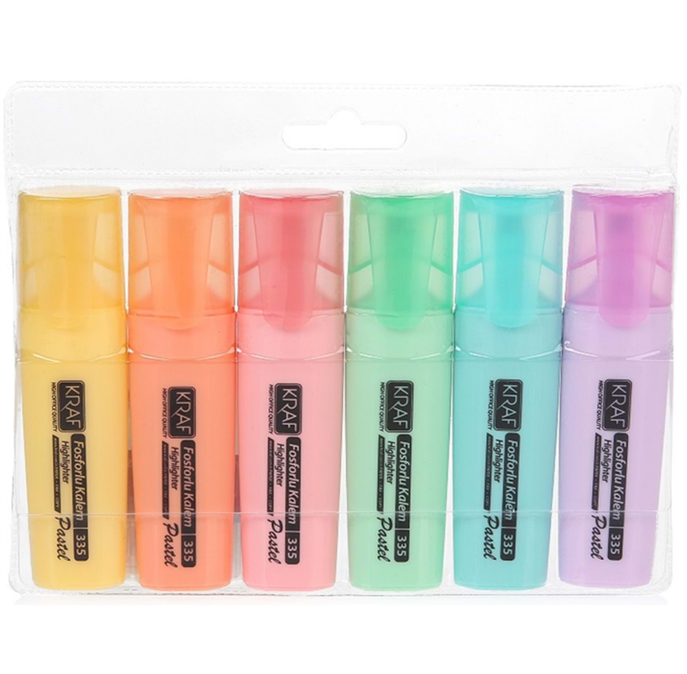 Kraf Highlighter Pen 6 Pastel Colors