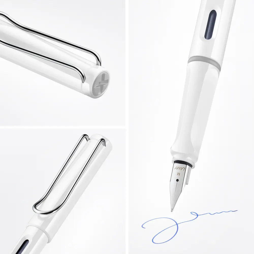 Lamy Safari Fountain Pen Metal Clip M Nib White