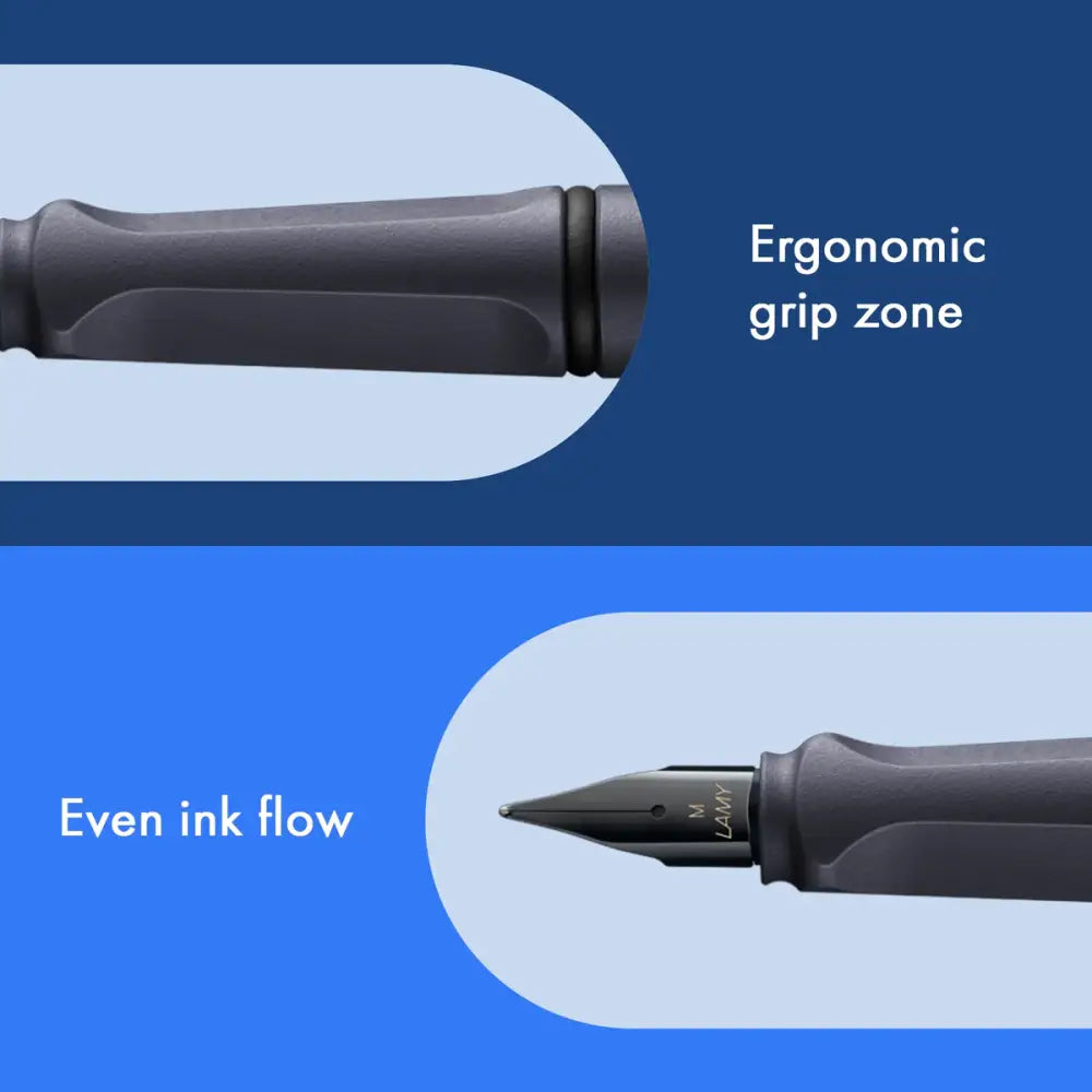 Lamy Safari Fountain Pen Metal Clip M Nib Steel Black