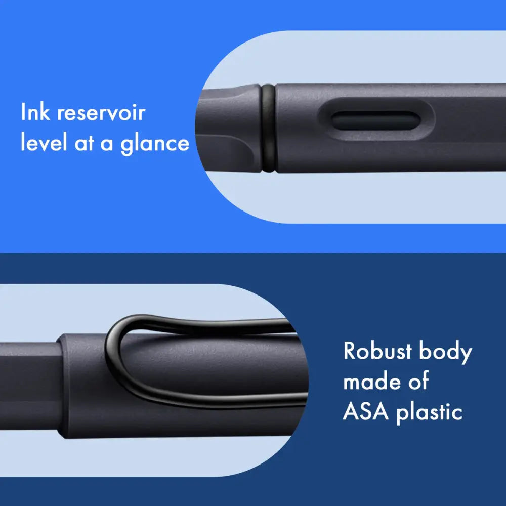 Lamy Safari Fountain Pen Metal Clip M Nib Steel Black