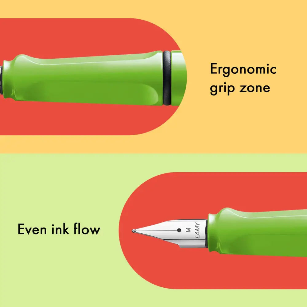 Lamy Safari Fountain Pen Metal Clip M Nib Green