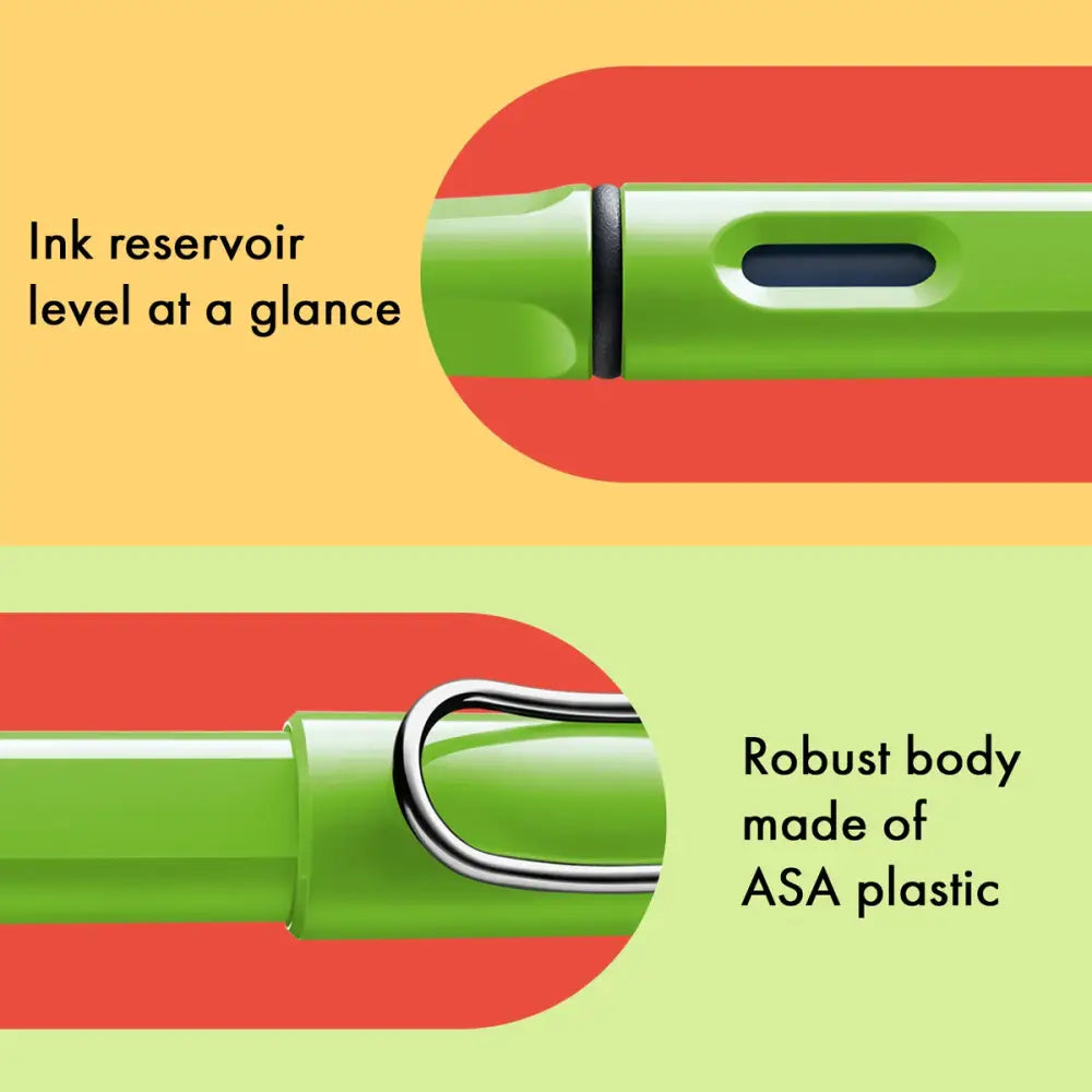 Lamy Safari Fountain Pen Metal Clip M Nib Green