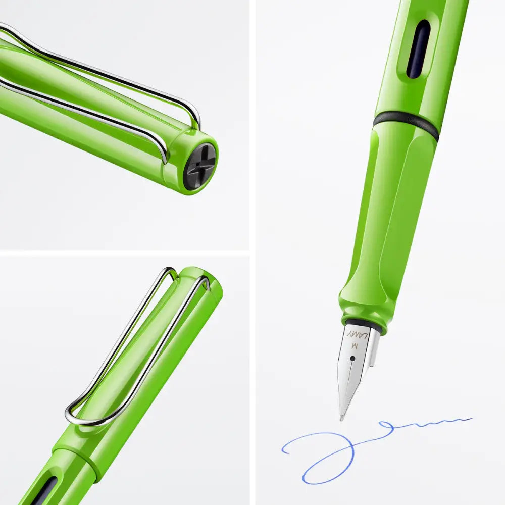 Lamy Safari Fountain Pen Metal Clip M Nib Green