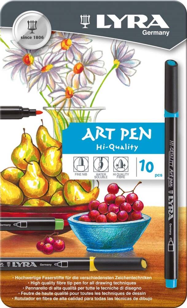 Lyra Hi-Quality Art Pen Keçeli Kalem 10'Lu Metal Kutu