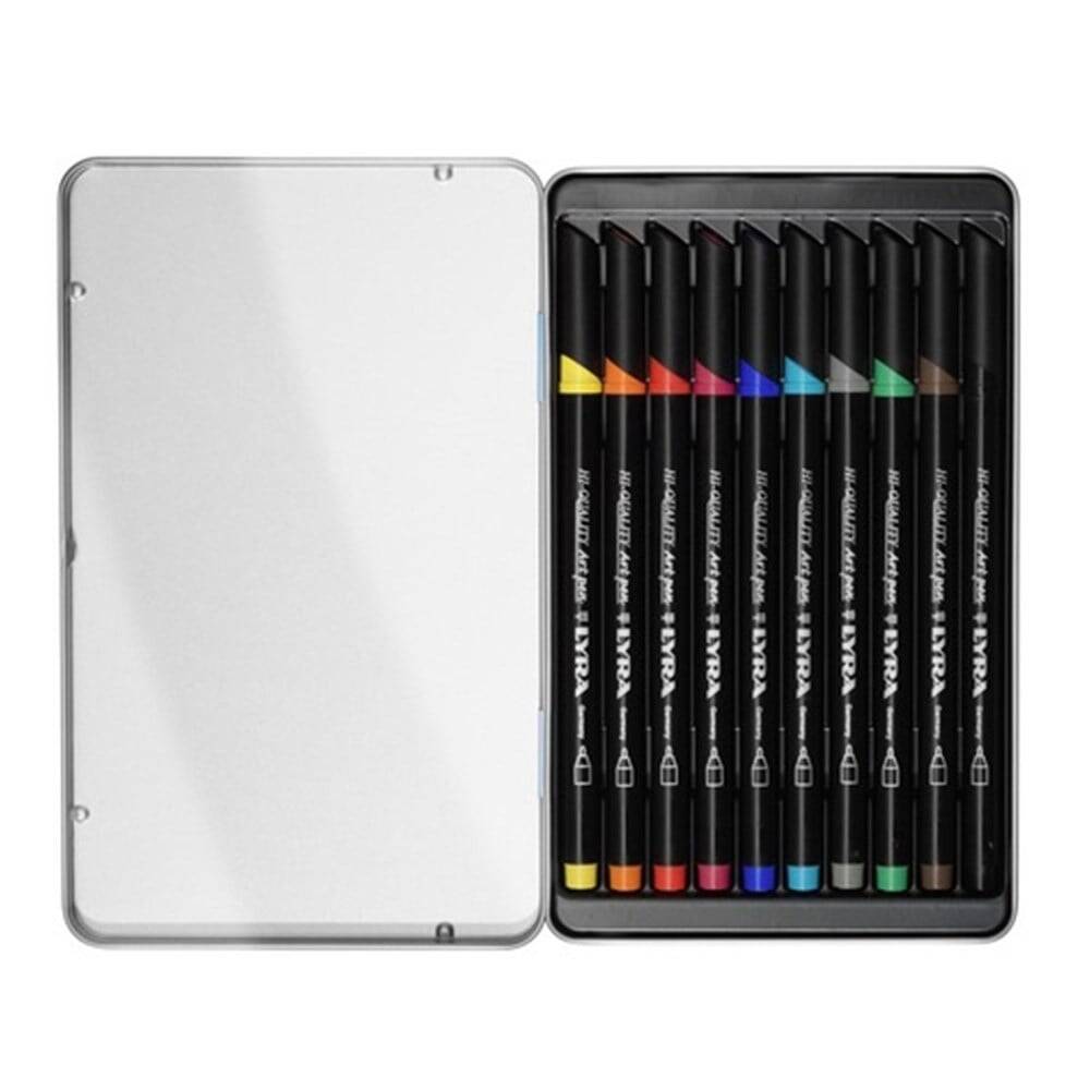 Lyra Hi-Quality Art Pen Keçeli Kalem 10'Lu Metal Kutu