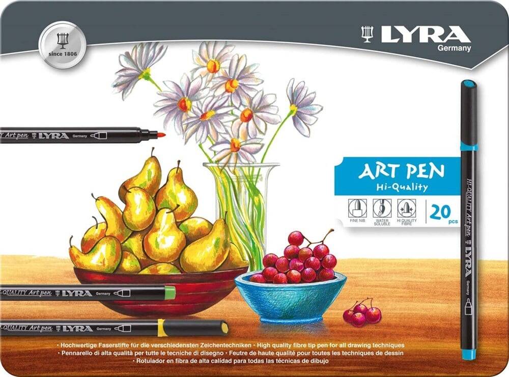 Lyra Hi-Quality Art Pen Keçeli Kalem 20'li Metal Kutu