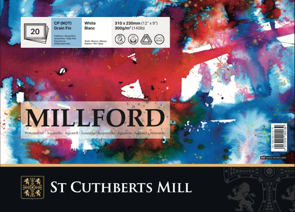 Millford Watercolour Notebook Cold Press 310 x 230mm 20 Pages