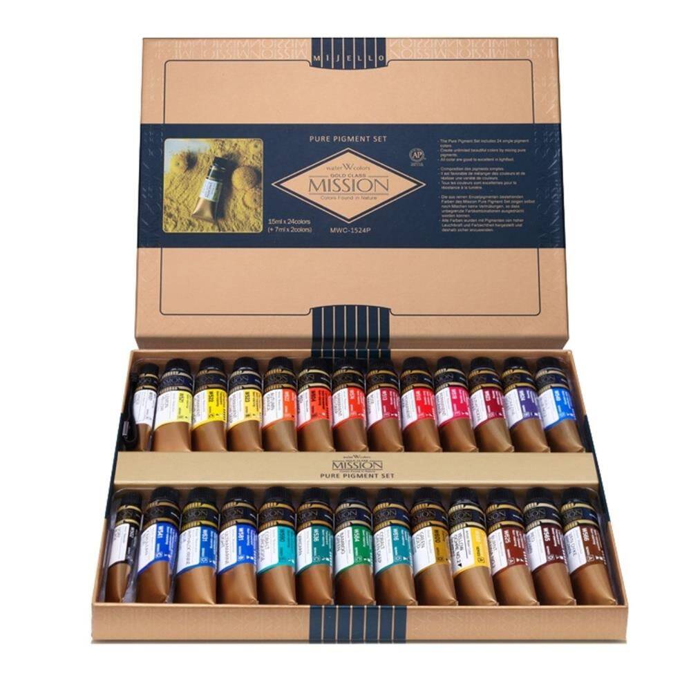 Mission Suluboya Gold Class Pure Pigment Suluboya 15 ml 24'lü + 7 ml 2'li Tüp