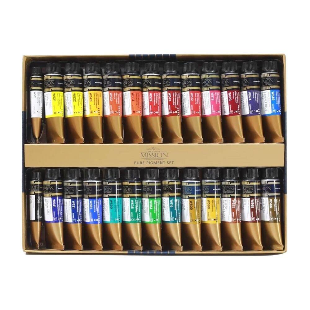 Mission Suluboya Gold Class Pure Pigment Suluboya 15 ml 24'lü + 7 ml 2'li Tüp