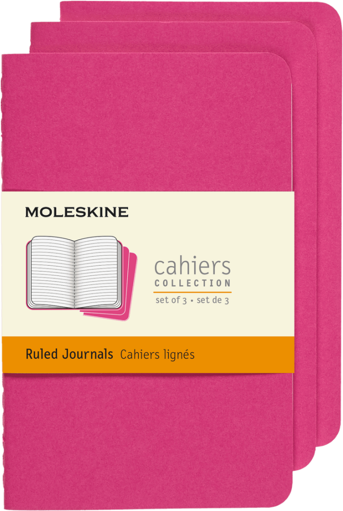 Moleskine Cahiers Journals Çizgili Defter 13x21 80 Sayfa Kinetik Pembe 3'lü Set
