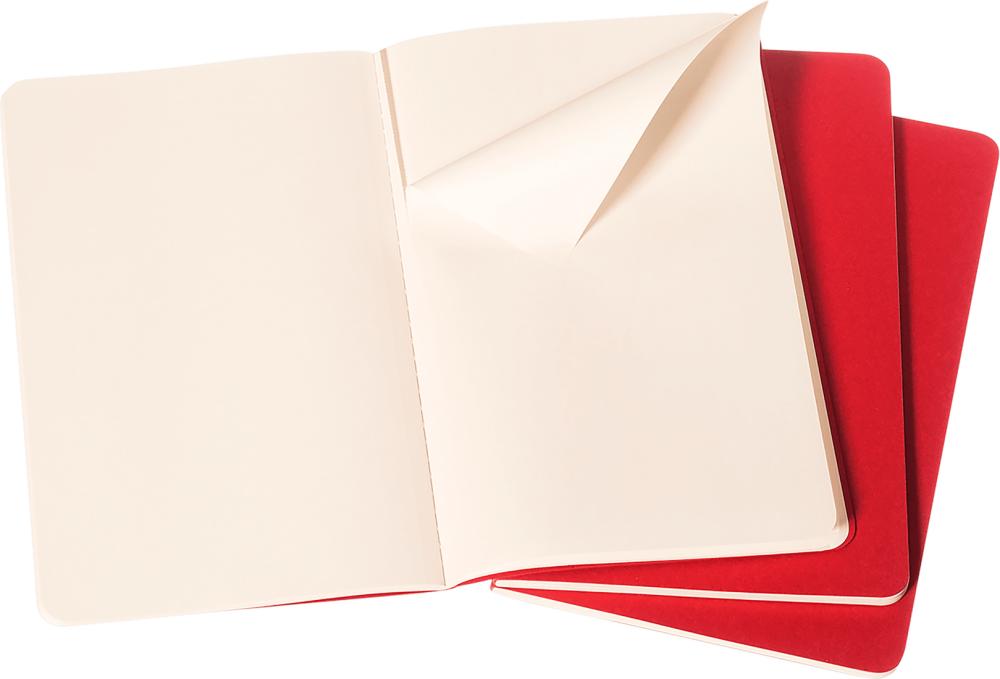 Moleskine Cahiers Journals Çizgisiz Defter 9x14 64 Sayfa Yaban Mersini Kırmızı 3'lü Set