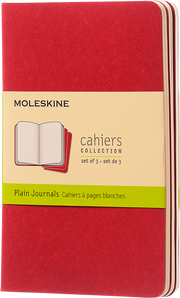 Moleskine Cahiers Journals Çizgisiz Defter 9x14 64 Sayfa Yaban Mersini Kırmızı 3'lü Set