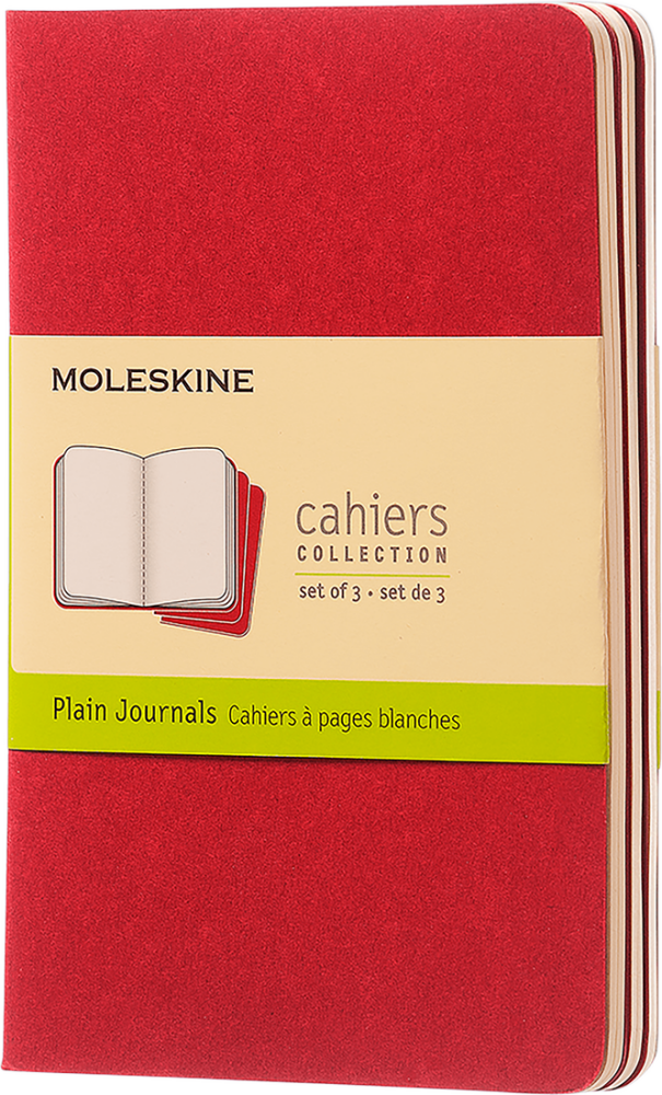 Moleskine Cahiers Journals Çizgisiz Defter 9x14 64 Sayfa Yaban Mersini Kırmızı 3'lü Set