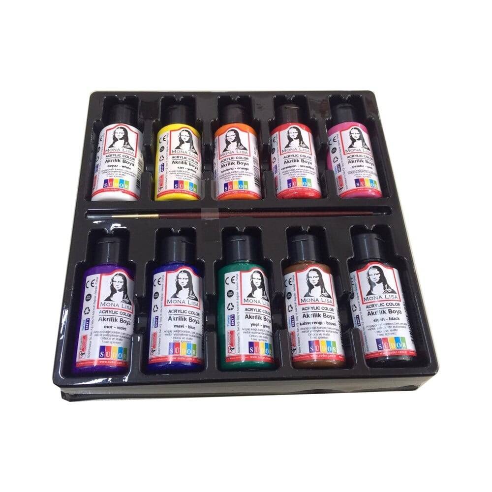 MonaLisa Akrilik 10 Renk x 40 ml + Fırça Set