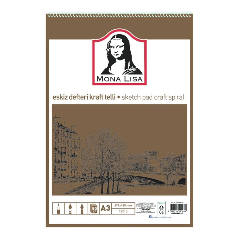 Monalisa Sketchbook A3 120 g 50 yp Kraft Wire