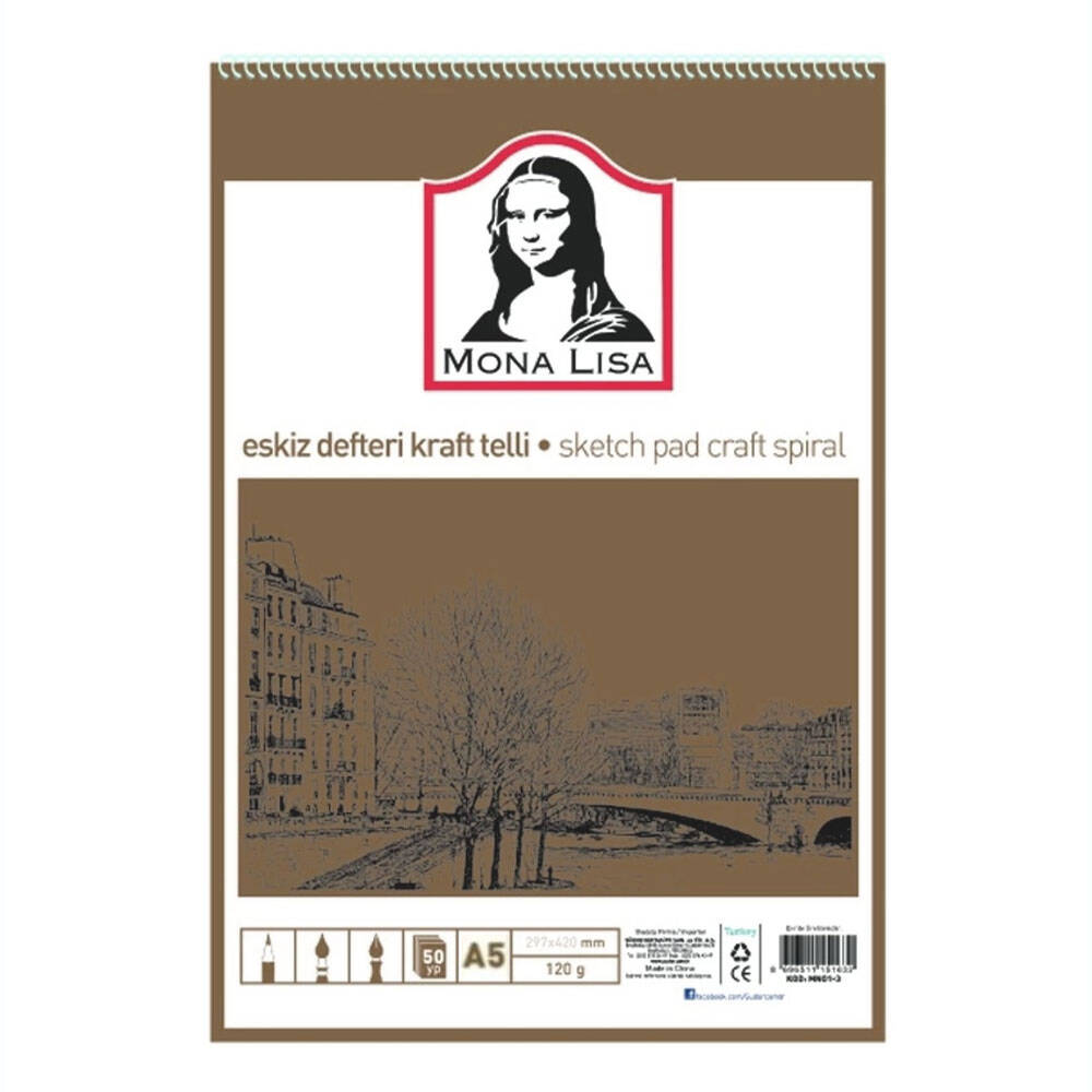 Monalisa Sketchbook A5 120 g 50 yp Kraft Wire